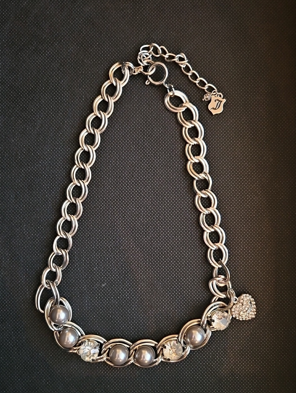 Vintage Juicy Couture Pearl & Crystal Statement Necklace